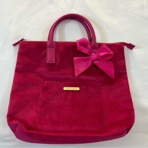 Juicy Couture Raspberry Pink Velvet Purse Bow Accent EXCELLENT Used Condition